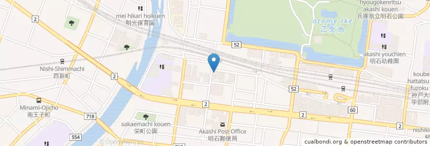 Mapa de ubicacion de 明石公共職業安定所 en Giappone, Prefettura Di Hyōgo, 明石市.