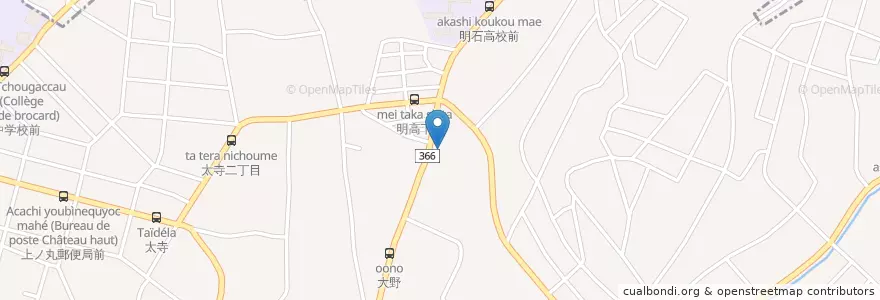 Mapa de ubicacion de 明石太寺郵便局 en Japon, Préfecture De Hyōgo, 明石市.