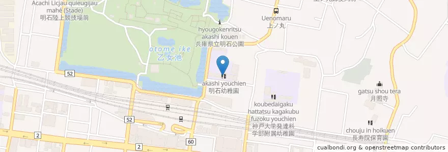 Mapa de ubicacion de 明石幼稚園 en 日本, 兵库县/兵庫縣, 明石市.
