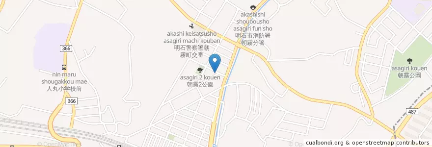Mapa de ubicacion de 明石朝霧郵便局 en Japan, Hyogo Prefecture, Akashi.