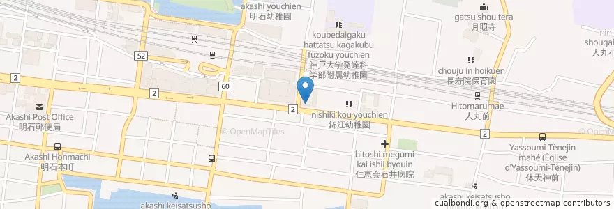Mapa de ubicacion de 明石東仲ノ町郵便局 en Jepun, 兵庫県, 明石市.
