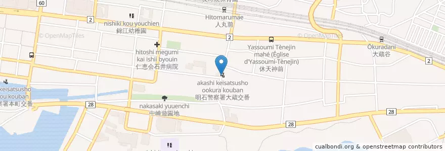Mapa de ubicacion de 明石警察署大蔵交番 en Giappone, Prefettura Di Hyōgo, 明石市.