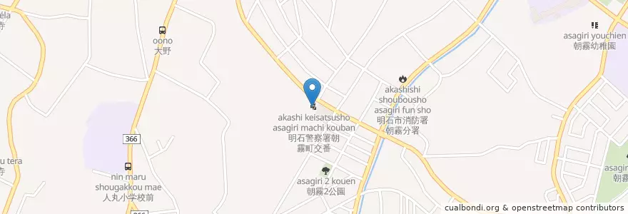 Mapa de ubicacion de 明石警察署朝霧町交番 en Japan, Präfektur Hyōgo, 明石市.