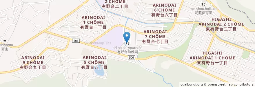 Mapa de ubicacion de 有野台幼稚園 en Giappone, Prefettura Di Hyōgo, 神戸市, 北区.