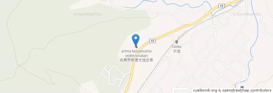 Mapa de ubicacion de 有馬警察署大池交番 en Japan, Präfektur Hyōgo, 神戸市, 北区.