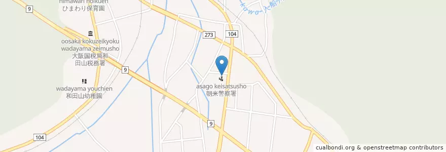 Mapa de ubicacion de 朝来警察署 en Jepun, 兵庫県, 朝来市.