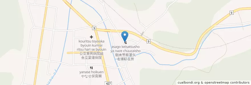 Mapa de ubicacion de 朝来警察署矢名瀬駐在所 en Japon, Préfecture De Hyōgo, 朝来市.