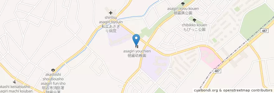 Mapa de ubicacion de 朝霧幼稚園 en Japan, Präfektur Hyōgo, 明石市.