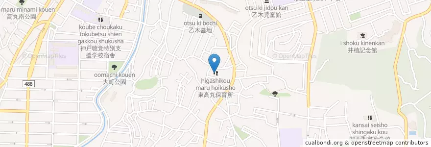 Mapa de ubicacion de 東高丸保育所 en Japonya, 兵庫県, 神戸市, 垂水区.