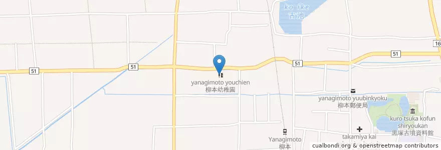 Mapa de ubicacion de 柳本幼稚園 en 日本, 奈良県, 天理市.