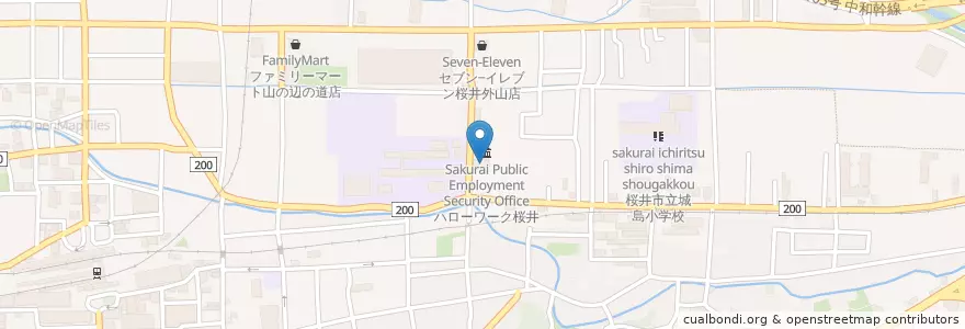 Mapa de ubicacion de 桜井公共職業安定所 en Japão, 奈良県, 桜井市.