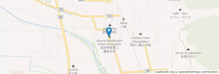 Mapa de ubicacion de 桜井警察署三輪駐在所 en Japan, Nara Prefecture, Sakurai.