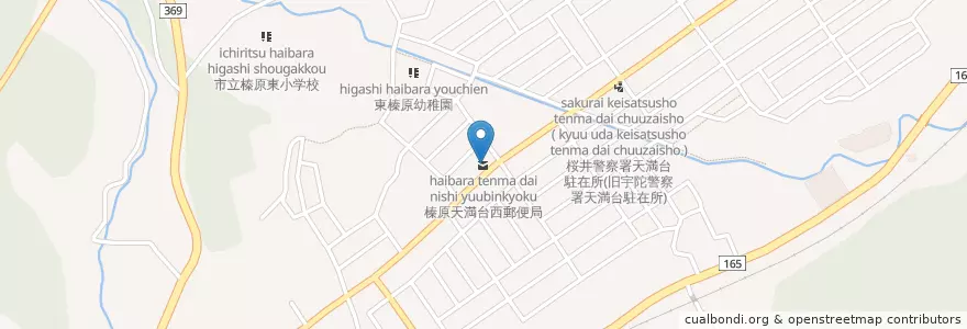 Mapa de ubicacion de 榛原天満台西郵便局 en Япония, Нара, 宇陀市.