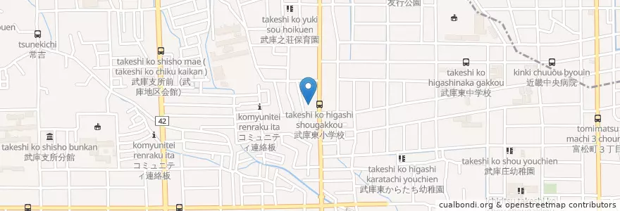 Mapa de ubicacion de 武庫からたち幼稚園 en Japón, Prefectura De Hyōgo, 尼崎市.