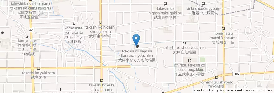 Mapa de ubicacion de 武庫東からたち幼稚園 en Japan, Hyogo Prefecture, Amagasaki.