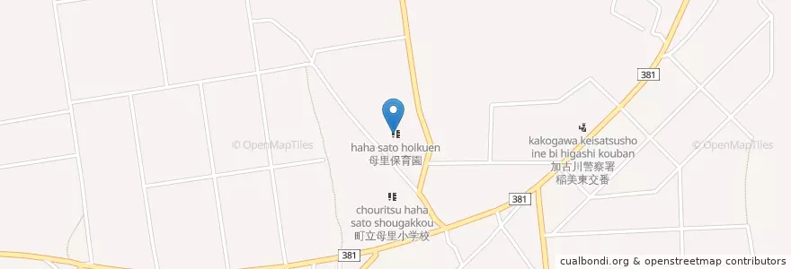 Mapa de ubicacion de 母里保育園 en Japón, Prefectura De Hyōgo, 加古郡, 稲美町.