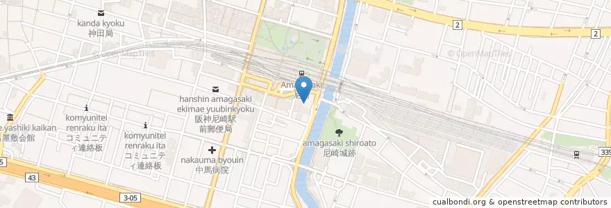 Mapa de ubicacion de 永仁会尼崎永仁会病院 en Jepun, 兵庫県, 尼崎市.