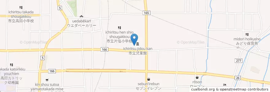 Mapa de ubicacion de 片塩保育所 en Japonya, 奈良県, 大和高田市.