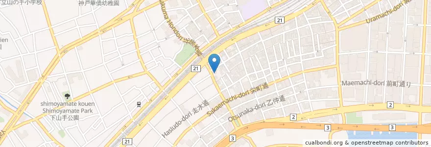 Mapa de ubicacion de 生田警察署元町通交番 en ژاپن, 兵庫県, 神戸市, 中央区.