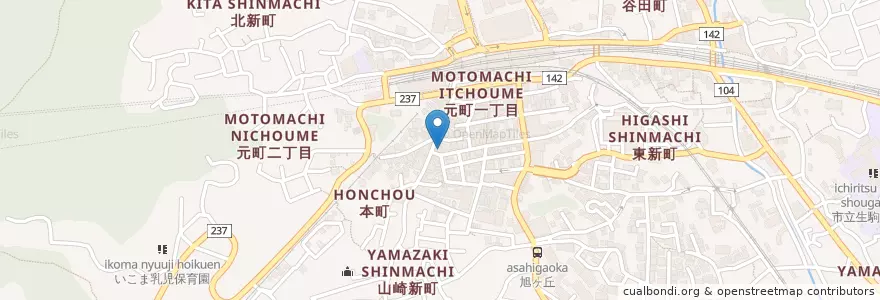 Mapa de ubicacion de 生駒本町郵便局 en Japan, Präfektur Nara, 生駒市.