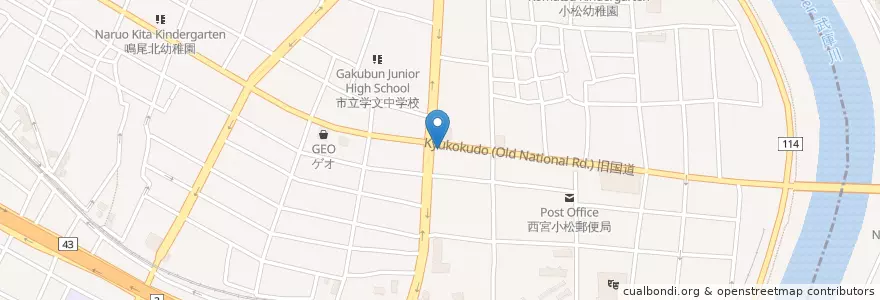 Mapa de ubicacion de 甲子園警察署小松交番 en Япония, Хёго, Нисиномия.