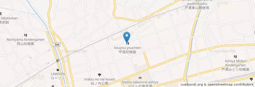 Mapa de ubicacion de 甲陽幼稚園 en 日本, 兵库县/兵庫縣, 芦屋市.