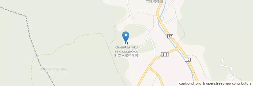 Mapa de ubicacion de 町立六瀬中学校 en 日本, 兵庫県, 川辺郡, 猪名川町.