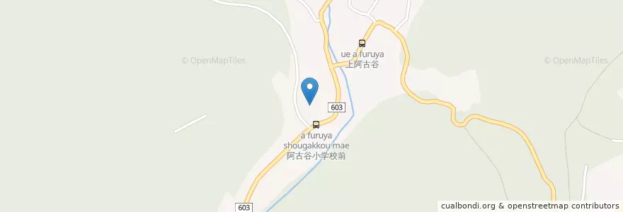 Mapa de ubicacion de 町立阿古谷小学校 en Japan, Hyogo Prefecture, Kawabe County, Inagawa.