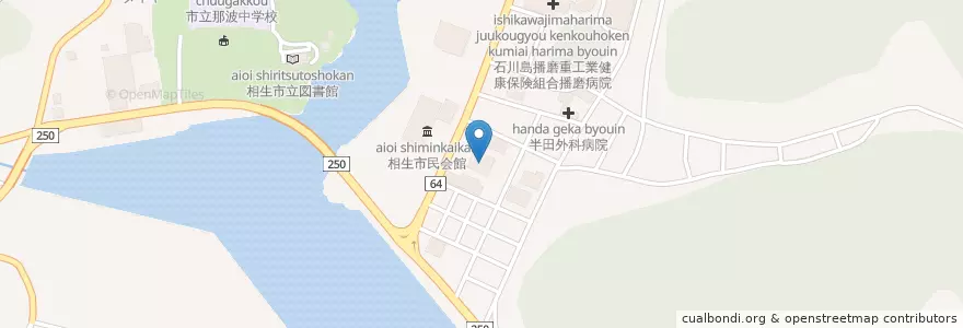 Mapa de ubicacion de 相生市役所 en 日本, 兵庫県, 相生市.