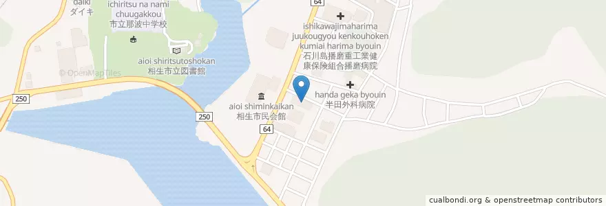 Mapa de ubicacion de 相生市消防本部 en ژاپن, 兵庫県, 相生市.
