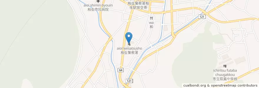 Mapa de ubicacion de 相生警察署 en Japão, 兵庫県, 相生市.
