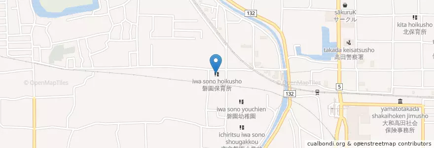 Mapa de ubicacion de 磐園保育所 en ژاپن, 奈良県, 大和高田市.
