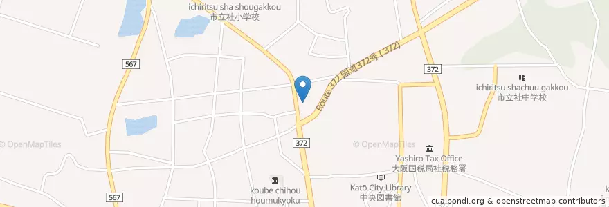 Mapa de ubicacion de 社郵便局 en 日本, 兵庫県, 加東市.