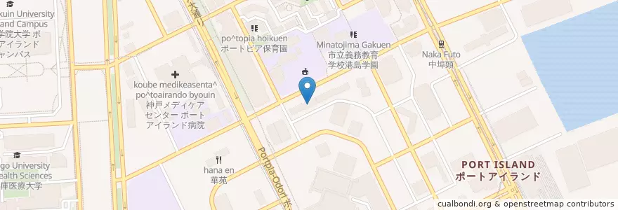 Mapa de ubicacion de 神戸パークシティ内郵便局 en Jepun, 兵庫県, 神戸市, 中央区.