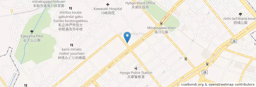 Mapa de ubicacion de 神戸上沢郵便局 en اليابان, 兵庫県, 神戸市, 兵庫区.