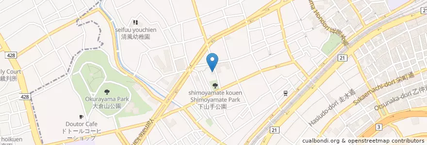 Mapa de ubicacion de 神戸下山手郵便局 en Japón, Prefectura De Hyōgo, 神戸市, 中央区.