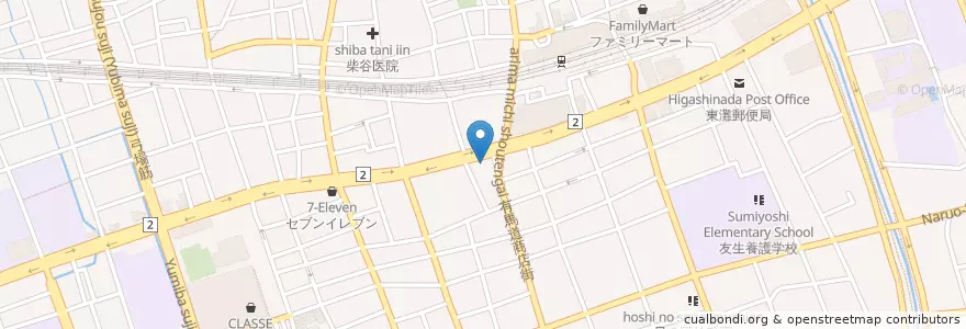 Mapa de ubicacion de 神戸住吉郵便局 en Japon, Préfecture De Hyōgo, 神戸市, 東灘区.