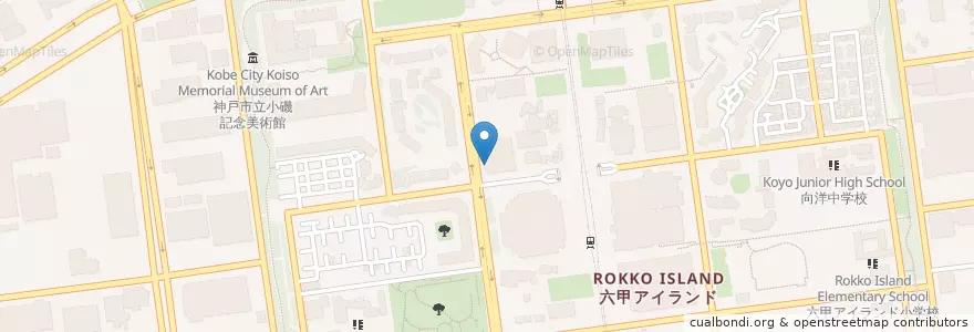 Mapa de ubicacion de 神戸六甲アイランド郵便局 en Giappone, Prefettura Di Hyōgo, 神戸市, 東灘区.