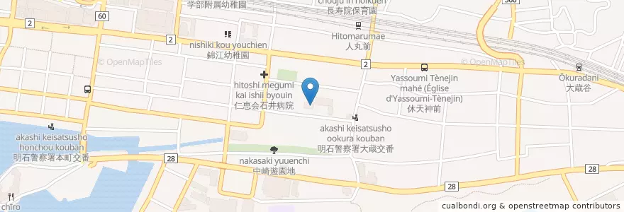 Mapa de ubicacion de 神戸地方検察庁明石区検察庁 en Japon, Préfecture De Hyōgo, 明石市.