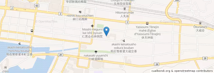 Mapa de ubicacion de 神戸地方検察庁明石支部 en اليابان, 兵庫県, 明石市.