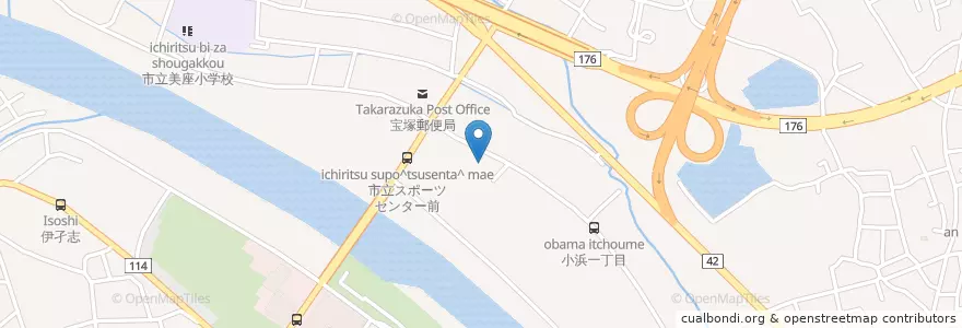 Mapa de ubicacion de 神戸地方法務局宝塚出張所 en 日本, 兵庫県, 宝塚市.