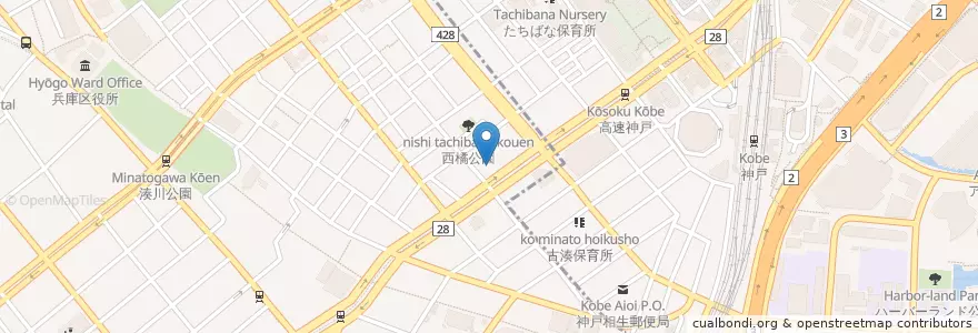Mapa de ubicacion de 神戸多聞郵便局 en 日本, 兵库县/兵庫縣, 神户市, 兵庫区.