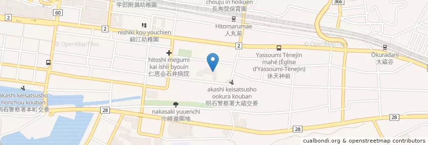 Mapa de ubicacion de 神戸家庭裁判所明石支部 en 日本, 兵庫県, 明石市.