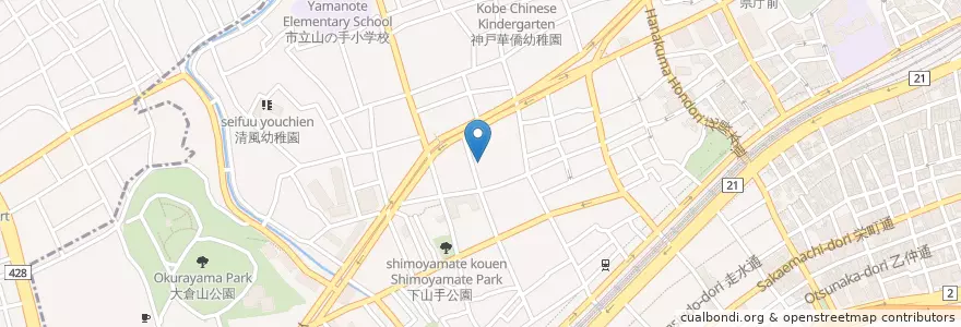 Mapa de ubicacion de 神戸市中央消防署山手出張所 en اليابان, 兵庫県, 神戸市, 中央区.