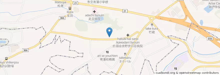 Mapa de ubicacion de 神戸有瀬郵便局 en Japan, Hyogo Prefecture, Kobe.