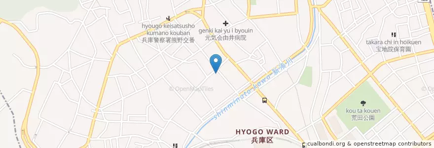 Mapa de ubicacion de 神戸湊川郵便局 en 일본, 효고현, 고베 시, 兵庫区.