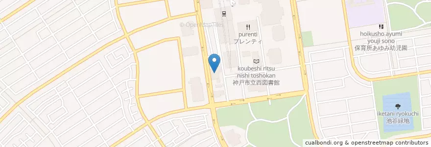Mapa de ubicacion de 神戸西郵便局 en 日本, 兵庫県, 神戸市, 西区.
