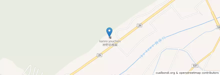 Mapa de ubicacion de 神野幼稚園 en Japão, 兵庫県, 宍粟市.