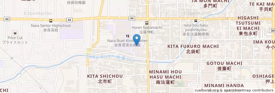 Mapa de ubicacion de 私立奈良育英小学校 en Japonya, 奈良県, 奈良市.