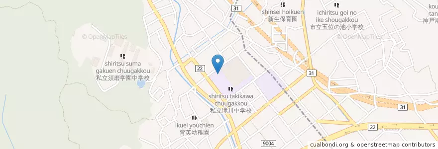 Mapa de ubicacion de 私立滝川高等学校 en Jepun, 兵庫県, 神戸市, 須磨区.